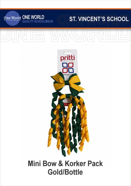 Hair Ribbons - Korker Bow Pack - Bottle Green / Gold